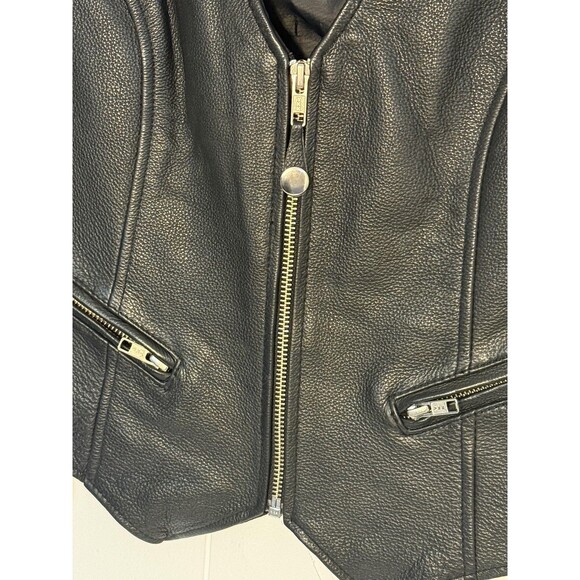 First Classics Leather Vest Womens Medium Black Lauren Motorcycle Lace Up Sides - Picture 5 of 11